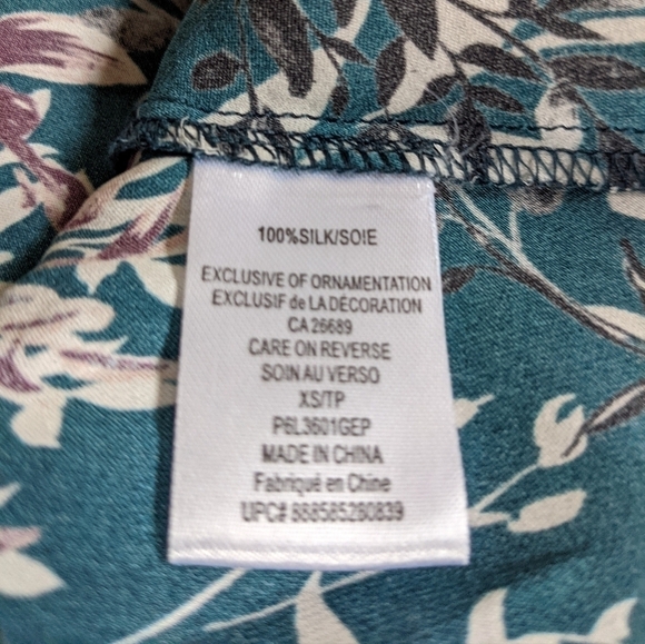 𝅺parker silk blouse v neck floral xs - Picture 12 of 16